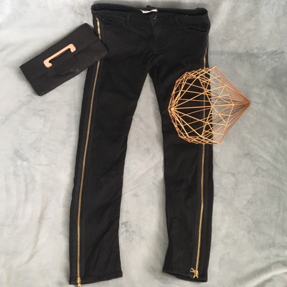 Black Jeans with Gold Zippers ✨